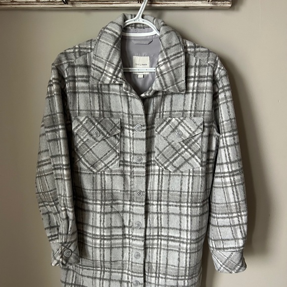 Women's Gentle Fawn Shacket w/Pockets Grey & White Plaid - Size Extra Small - Picture 1 of 3